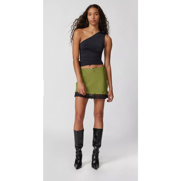 Urban Outfitters Out From Under Green Juliette Lace Trim Mini Skirt Small NWT - Picture 1 of 9